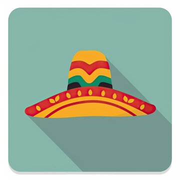 Mexican hat colorful flat icon for apps and websites
