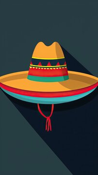 Mexican hat colorful flat icon for apps and websites