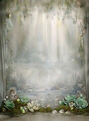 Poster - Mystical Forest Scene with Flowers and Vines