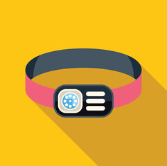 Poster - headlamp flashlight icon in flat style with long shadow on a yellow background, light source for wor