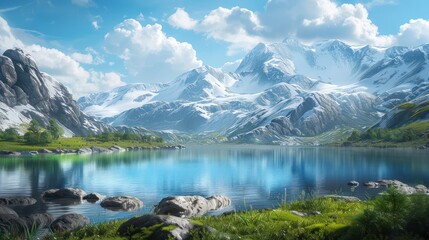 Canvas Print - Tranquil Mountain Lake