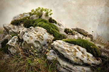 Poster - Green Moss Growing on Rocks