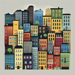 Wall Mural - Colorful Cityscape Illustration