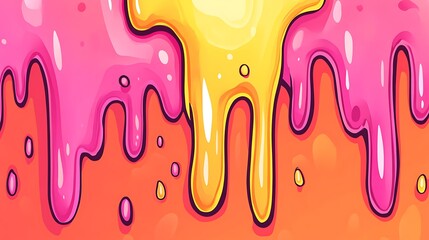 Wall Mural - Abstract Dripping Liquid Background   Pink and Yellow