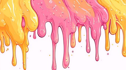 Poster - Dripping Pink and Yellow Liquid  Abstract Background