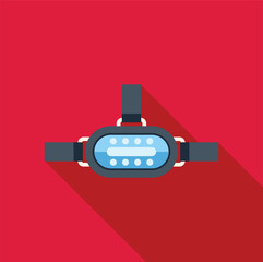 Poster - vr headset experiencing virtual reality simulation with long shadow on red background