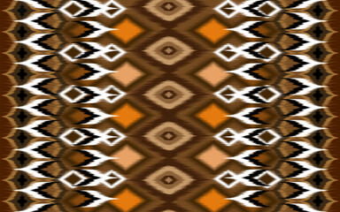 Wall Mural - Ikat geometric folklore ornament with diamonds. Tribal ethnic 
vector texture. Seamless striped pattern in Aztec style. Folk embroidery. 
Indian, Scandinavian, Gypsy, Mexican, African rug.
