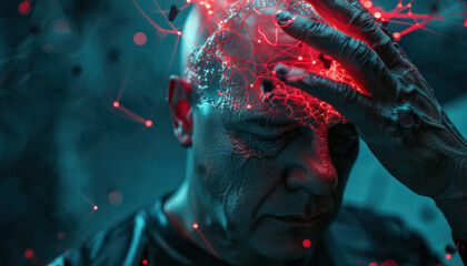 Wall Mural - man suffer in Epilepsy, seizures due to abnormal brain,