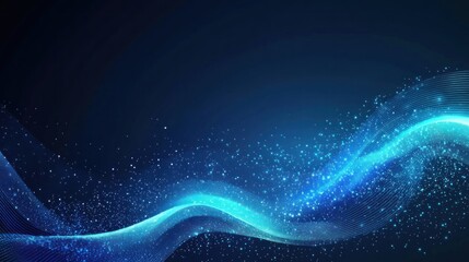 Sticker - Abstract Blue Wave with Glowing Particles