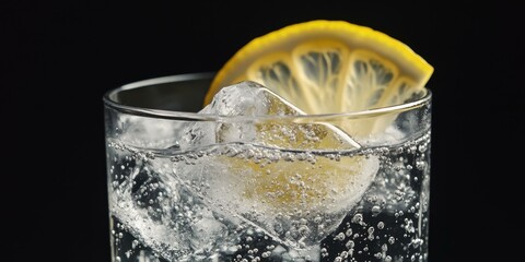 Wall Mural - Fizzy drink with lemon and ice.