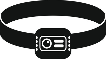 Wall Mural - Simple black style vector icon representing a headlamp flashlight, typically used for camping, hiking, and other outdoor activities at night