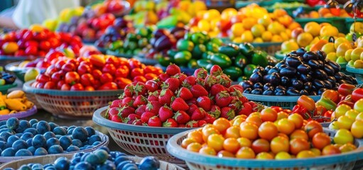 Sticker - Vibrant Fruit Display at a Market