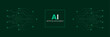 © Bochana - AI banner with a futuristic green circuit design highlighting the integration of data and tech. The background features symmetrical circuits, emphasizing the core AI concept and modern tech theme.