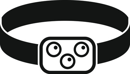 Poster - headlamp with an elastic headband for attaching to the head, a modern device for lighting in the dar