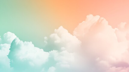 Poster - Pastel Sky with Fluffy Clouds Abstract Background