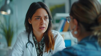 a woman doctor is talking to a patient