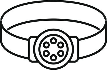 Poster - simple line icon of a headlamp with an elastic headband, useful for any outdoor activity requiring h