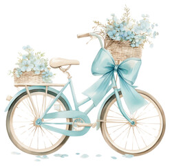 Poster - PNG  Vintage bicycle with floral baskets