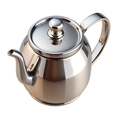 Wall Mural - 3d rendering style of stanless steel Teapot, isometric, isolated on transparent background