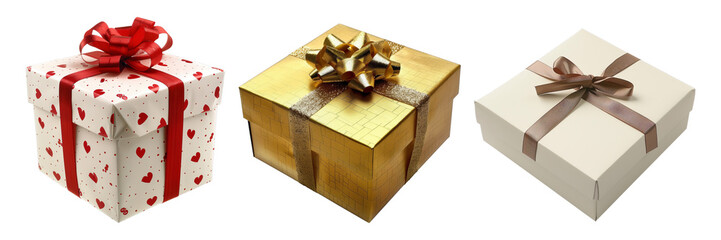 Set of gift box, isolated on transparent white background