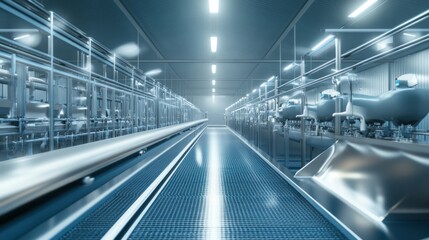 Wall Mural - Industrial Conveyor System in a Factory Setting