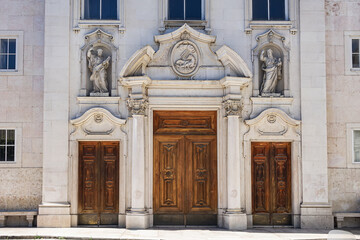 Wall Mural - Saint Paul Church (Igreja de Sao Paulo, 1768) has a single, rectangular nave with two square bell towers. Lisbon, Portugal.