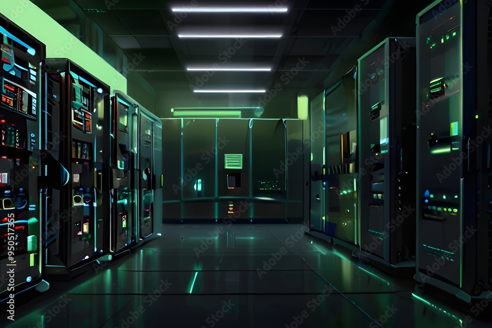 Rows of servers in a data center facility Stock Illustration | Adobe Stock