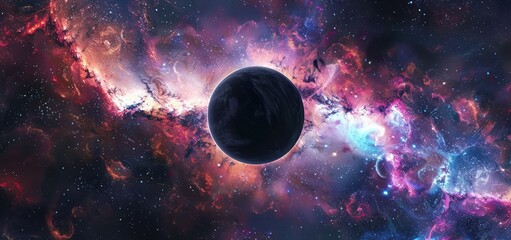 Canvas Print - Cosmic Nebula with a Single Planet