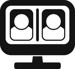 Poster - simple vector icon of a computer screen with two people, perfect for illustrating video conference c