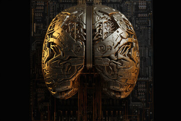 Poster - Artificial intelligence science concept with technological AI brain on the circuit board