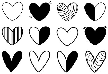 Wall Mural - set of hearts in red color, red heart icons set vector