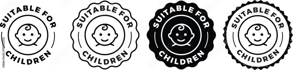 Suitable for children label. Kids friendly icon. Baby safe approved ...