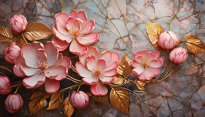 Wall Mural - pink magnolia flowers