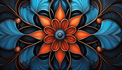 Sticker - abstract fractal background with flowers