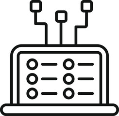 Fototapete - This icon represents a computer processing a blockchain, connecting several blocks of data