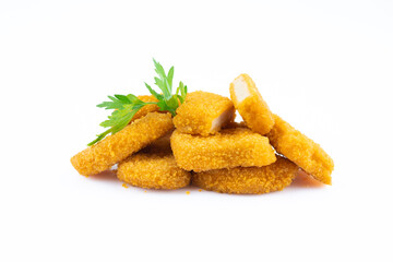 Wall Mural - Chicken nuggets on white background