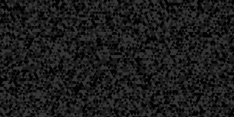 Poster - Abstract triangle of black mosaic tile pattern backdrop design. dark charcoal, gray geometric low polygon twinkling polygon vector triangle texture background.