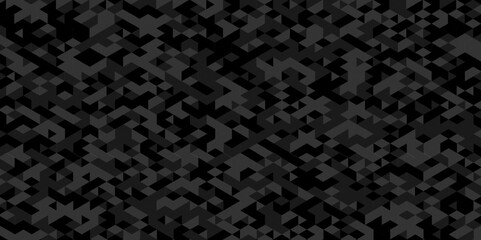 Sticker - Abstract triangle of black mosaic tile pattern backdrop design. dark charcoal, gray geometric low polygon twinkling polygon vector triangle texture background.