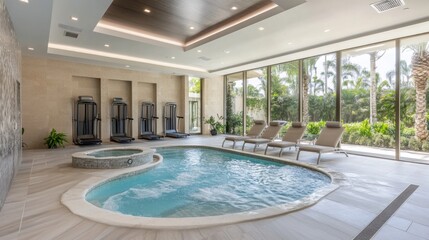 Canvas Print - Luxury Indoor Pool and Relaxation Area