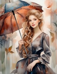 Poster - girl with umbrella