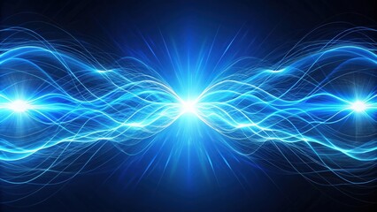 Poster - Bright blue electromagnetic field with glowing lines and waves, technology, futuristic, energy, power, abstract, digital