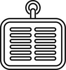 Poster - Kitchen silicone pot holder with lines pattern hanging on the wall icon outline vector for web design isolated on white background