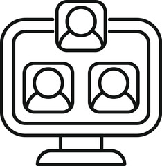 Poster - simple icon of a group video call interface showing multiple users connecting to a live stream