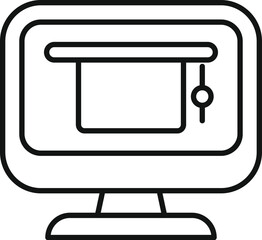 Poster - simple vector icon of a computer showing a graduation ceremony, perfect for representing online grad