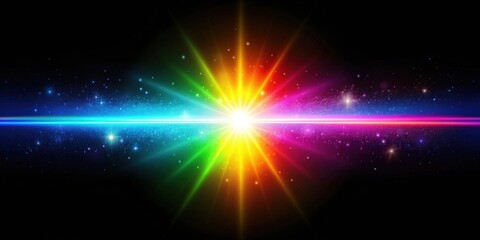 Aufkleber - Ethereal rainbow light flares overlay on black background , ethereal, rainbow, light, flares, prism, overlay
