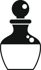 Poster - Big chemical flask with round stopper for liquid icon in simple style isolated on white background