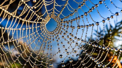 a close up macro shot of morning dew on a spider.