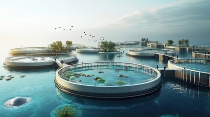 Circular Architecture in a Futuristic Seascape