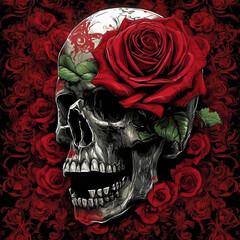 Canvas Print - rose skull background