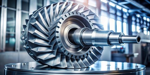 Poster - Modern printer creating metal turbine, future of machine part manufacturing, printer, metal
